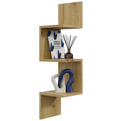 Produktbild von Eckregal Eiche Artisan – stilvolles Hängeregal für Bücher und Deko, robuste Wand-Eckablage für Wohnzimmer, Küche und Büro
