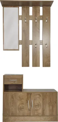 Produktbild von Garderobenpaneel mit Schuhschrank Thekla Eiche