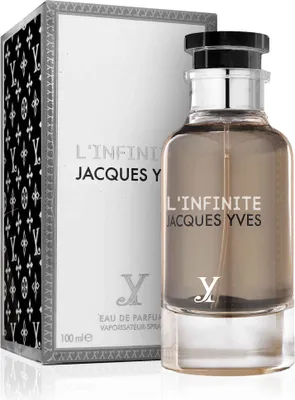 A perfume bottle and its packaging are displayed against a white background.