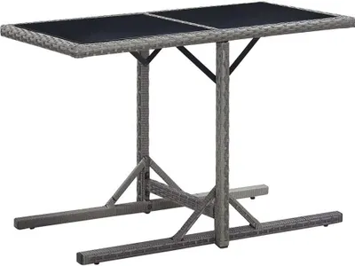 Image de Table de jardin Anthracite 110x53x72 cm Verre et résine tressée