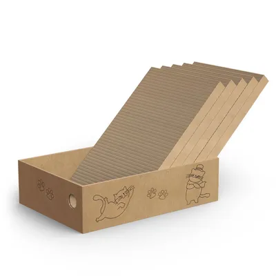 Productafbeelding van Kartonnen kraboom met 5 kraboppervlakken, stevig, geschikt voor grote katten, krabmeubel voor katten