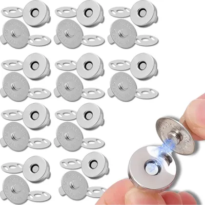 Image de Boutons magnétiques avec fermeture magnétique 10 pièces métal argenté