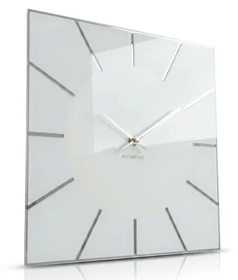 Wanduhr quadratisch 30 cm, lautlos, Acryl, weiß