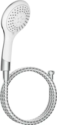 Produktbild von Handbrause Set BROADWAY, Duschkopf mit Schlauch, Brausekopf mit 5 Strahlarten, Chrom/Weiß
