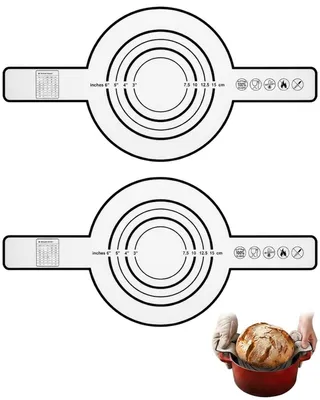 Image de Tapis de cuisson en silicone pour cocotte en fonte – Avec poignées intégrées et revêtement antiadhésif – Pour la cuisson du pain – Lot de 2