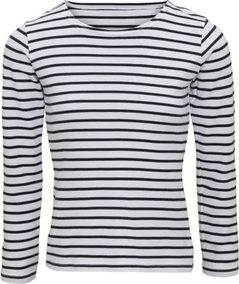 Image de Asquith & Fox T-shirt femme marinière, manches longues RW6028 (L) (Blanc/bleu marine)