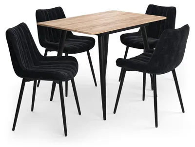 Image de Ensemble table à manger Vicco Beaver Chêne de force doré/Noir 110x70cm avec 4 chaises, noir, Model 62746