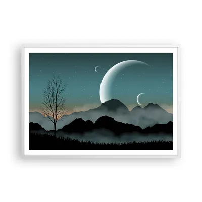 Produktbild von Gerahmtes Poster - Weißer Rahmen - Himmel Nacht Illustration - 100x70 cm - Wand Bild - Wanddeko - Wandbilder - Wandposter - Bilderrahmen - Bilder - Kunstdruck - Wandbild - P2WAA100x70-4143