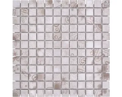 Immagine prodotto di Mosaico ceramico 30 x 30 cm grigio con motivo, piastrella di ceramica per pareti e pavimenti con superficie opaca