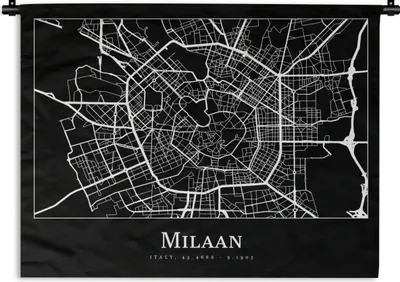 Produktbild von MuchoWow® Wandteppich Wandbehang Mailand - Karte - Stadtplan 120x90 cm Tapisserie Dekoration Wandtuch - Wohnen - Aufhänger für die Wand