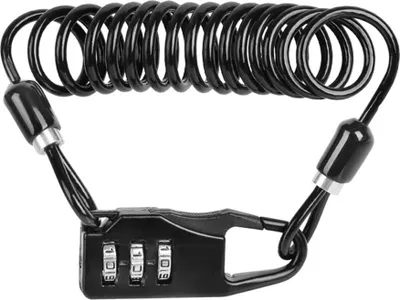 Imagen del producto de Candado numérico para bicicleta, cable de acero para casco de bicicleta de montaña y motocicleta, sistema de seguridad con código de 3 dígitos