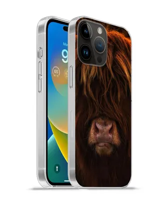 Produktbild von MuchoWow® Handyhülle Schutzhülle Hülle für Apple iPhone 14 Pro - Softcase Schottischer Highlander - Kuh - Schwarz - Porträt Silikon Softcase Handy Hülle - Umschlag