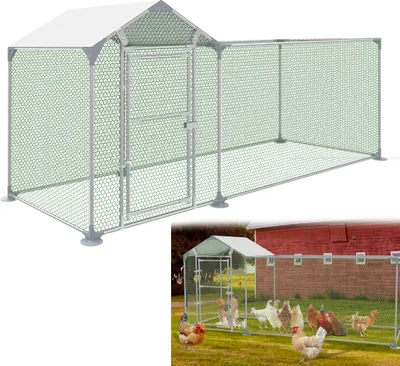 Produktbild von UISEBRT voľný výbeh kurník 3x1x1,4m voľný výbeh kurník kurča kurník voliéra kurča kurník kurčatá pozinkovaný oceľový rám s PE