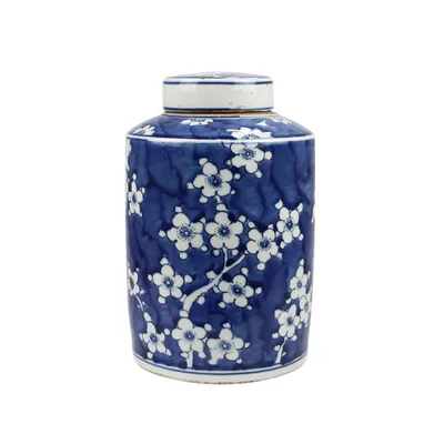 Produktbild von Fine Asianliving Chinesische Deckelvase Blau Weiß Porzellan Blüten D19xH29cm Dekorative Vase Blumenvase Orientalische Keramik Vase Dekoration Vase Moderne Tischdekoration Vase