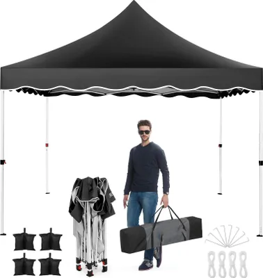 Immagine prodotto di Padiglione pop-up, montaggio rapido, design ottimizzato per le condizioni atmosferiche, nero