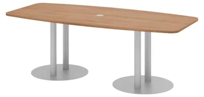 Produktbild von bümö Konferenztisch klein KT22 - Nachbildung: Nussbaum, tischfuss: Säule in Silber