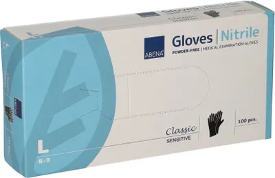 Produktbild von Abena puderfreie Nitrilhandschuhe Größe L 100 Stück schwarz