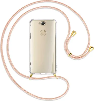 Produktbild von Handykette Backcover-Schutzhülle mit Band (Metall goldfarben) für Sony Xperia XA2 Plus - rose peach