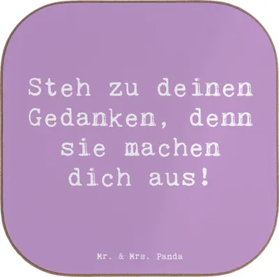 Produktbild von Mr. & Mrs. Panda Untersetzer für Gläser Spruch Mutig zu seinen Meinungen stehen - Lavendeltraum - Geschenk, Mutmacher, Coaster, Mut, Steh deinen Gedanken, Zuversicht