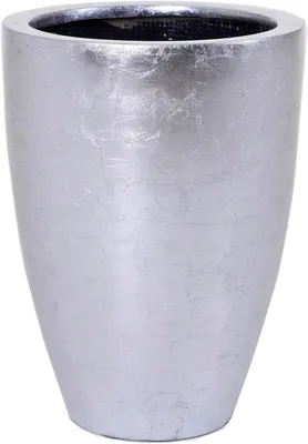 Produktbild von VIVANNO Blumentopf Fiberglas OPALA Rund, Blattsilber Blattoptik hochglanz - 40x40x55 cm