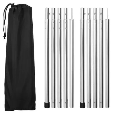 Produktbild von Faziango 2pcs Zeltstangen 2m Silber Tarpstange Sonnensegel Stange Alu Aufstellstangen