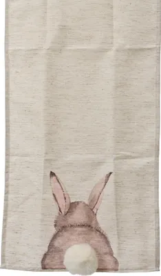 Obrázok produktu pre Stolový behúň s motívom zajaca a bambuľkou 140 x 40 cm béžová/ružová