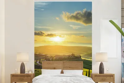 Produktbild von MuchoWow® Fototapete für Wohnzimmer oder Schlafzimmer Wandtapete Vinyl Motivtapete Toskana - Sonne - Italien - 225x350 cm - Schlafzimmer tapete