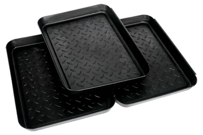 Produktbild von 3 x Schuhablage Schuhabtropfschale klein - schmale Schuhablage 35x27x2,5cm - Abtropfmatte für Schuhe in Schwarz