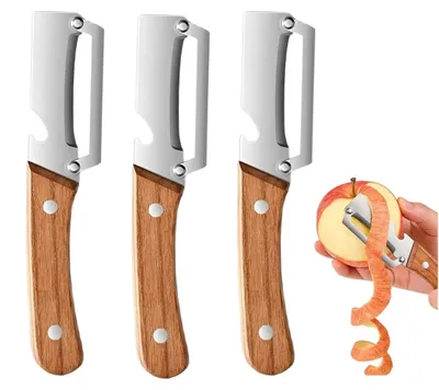 Produktbild von Multifunktionsschäler - 2-in-1 Sparschäler mit Flaschenöffner und Holzgriff - für Kartoffeln Obst und Kürbis - 3 Stück