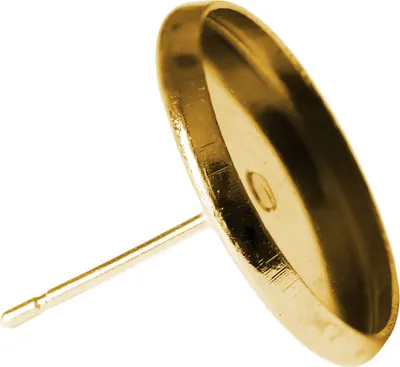 Produktbild von 10 x Ohrstecker Rohling verschiedene Farben mit Rand für Cabochon Klebstein 10-14mm Größe - 12 mm Farbe - Goldfarbend