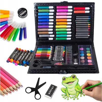 Produktbild von Kunstset Mit 86 Teilen Zum Malen, Grosses Geschenk-Set Mit Buntstiften Und Bleistiften