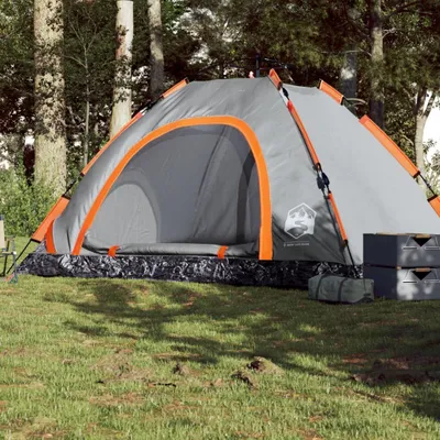 Produktbild von Design Campingzelt 5 Personen Grau und Orange Quick Release, Campingzelte 2024 Neu