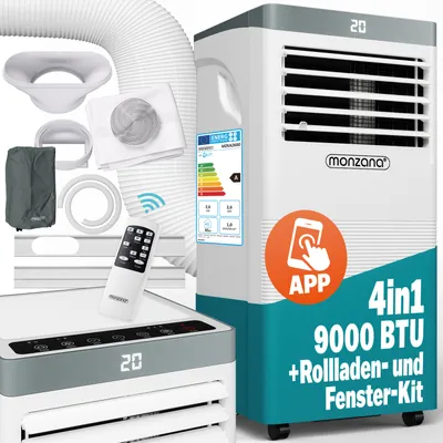 Produktbild von MONZANA® lokale Klimaanlage MZKA1000 9000BTU 4in1 WiFi App 2700W Fernbedienung Abluftschlauch Schlafmodus mobil Klimagerät Luftkühler Air Conditioner