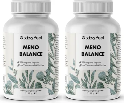 Produktbild von Wechseljahre Kapseln - Meno Balance - Natürliche Formel mit Yams, Rotklee, Baldrian & Eisen – 2x Dosen (360x Menopause Kapseln)