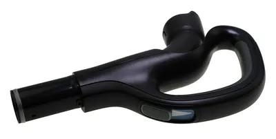 A black vacuum cleaner handle is shown against a white background.