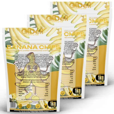 Produktbild von Bananenchips 3kg Ungesüßt Getrocknete Bananen Palmölfrei Snack Müsli GiDeli