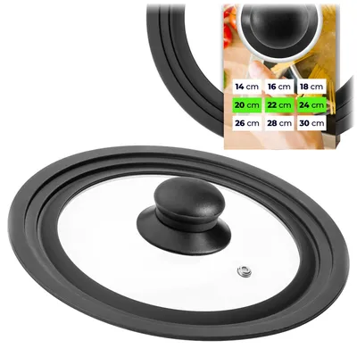 Produktbild von KADAX Universaldeckel 20/22/24 cm, Universal Deckel für Töpfe & Pfannen, Pfannendeckel, Glasdeckel mit Silikonrand und Dampfloch, Topfdeckel (Schwarz)