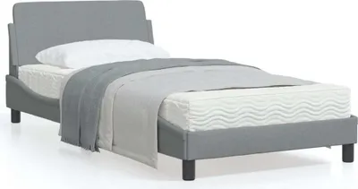 Produktbild von Bettgestell mit Kopfteil Hellgrau 100x200 cm Stoff - Klassische Betten 373125