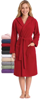 Produktbild von Twinzen - Bademantel Damen Frottee mit Kapuze - 100% Baumwolle - M