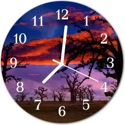 Produktbild von Glasuhr Wanduhr Küchenuhr Echt-Glas 30fi cm Bäume blau