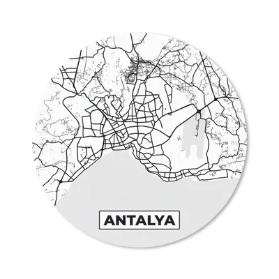 Produktbild von MuchoWow® Mauspad Mousepad Antalya - Stadtplan - Schwarz und weiß - Karte 20x20 cm - Mousepads - Maus Mat - Pad - Mausunterlage - Schreibtischmatte