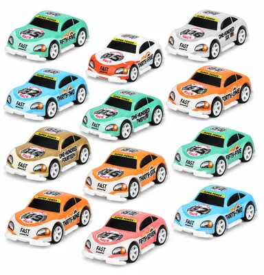 Produktbild von Mini RALLYE-AUTO "TURBO RACERS" 12er-Set mit Rückzug Rennauto Spielzeugautos Rennwagen Auto 16