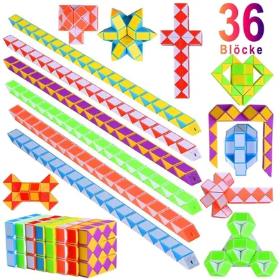 Produktbild von Magische Schlangenwürfel 15er Set 36 Blöcke bunte Mitgebsel Kindergeburtstag Adventskalender Füllung