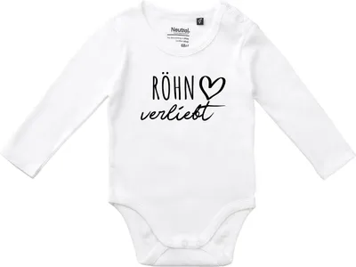 Produktbild von Huuraa Baby Body Röhn verliebt 68 White  Baumwolle Fairtrade Langarmbody Geschenkidee
