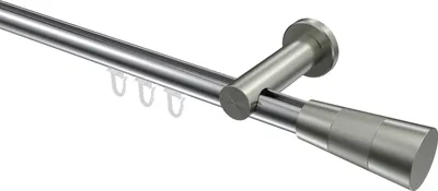 Produktbild von Interdeco Innenlaufstange / Gardinenstange mit Innenlauf Chrom / Edelstahl-Optik, Typ Platon Tanara (Konus), 20 mm Ø 1-läufig, 400 cm