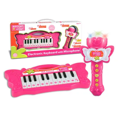 Zdjęcie produktu dla Bontempi Mini Keyboard and Karaoke Microphone, Instrument muzyczny zabawka, Klawiatura MIDI, 3 lat(a), AA, Wielobarwny