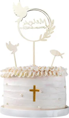 Produktbild von Kommunions Cupcake Topper aus Papier und Holz