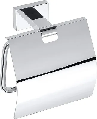 Produktbild von BASA Papierrollenhalter mit Deckel Messing Chrom 125x125x65 mm für Bad & WC >> zum Bohren