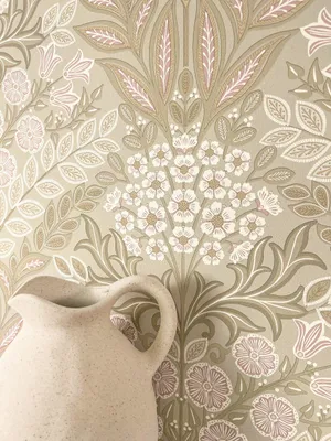 Produktbild von NEWROOM Tapete Beige Vliestapete Blumen - Blumentapete Floral Weiß Rose Blätter Ornamente Floral Romantisch Vintage