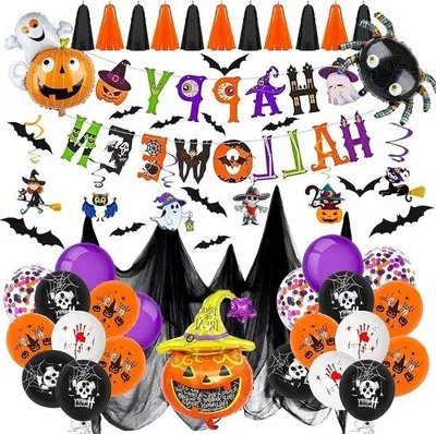 Obrázek produktu pro Halloweenská dekorace s balónky a nápisem pro vnitřní i venkovní použití